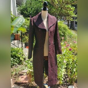 Elegant Women's Red and Black Dress Coat